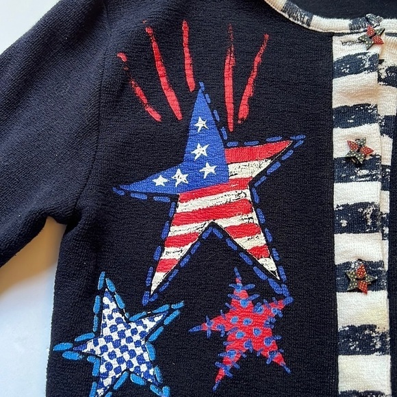 Onque Casuals wearable art Patriotic Sweater July 4th Size Medium - Picture 2 of 8